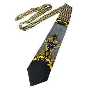 Vintage Carlo Palazzi 100% silk tie 58" Baroque deco style